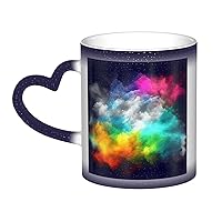 Colorful cloud Print Coffee Mug 13 oz Heat Sensitive Color Changing Mug Cute Ceramic Mug For Women Men