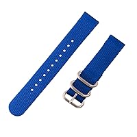 Clockwork Synergy - 2 Piece Heavy NATO Watch Band Straps - Blue - Brushed Steel Hardware - 18mm for Men Women