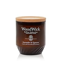 WoodWick® Renew Medium Candle, Lavender & Cypress Scented Candles, 6oz, Plant Based Soy Wax Blend, Made with Upcycled Materials and Essential Oils, Up to 55 Hours of Burn Time