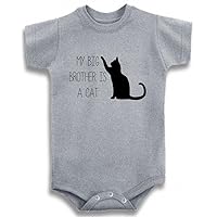 Baby Tee Time Gray Crew Neck Girls' My Big Brother is A Cat One Piece