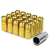 Auto Dynasty M12 x 1.5 Closed End 20-Piece Aluminum Alloy Wheel Lug Nuts +1 X Deep Drive Extension (Gold)