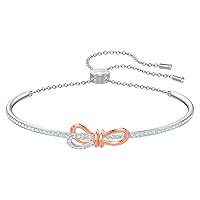 Lifelong Bow Necklace and Bracelet Jewelry Collection, Clear Crystals, Rhodium Finish