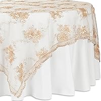Embroidery Organza Table Overlay Topper - 90