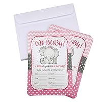 Homeford Baby Elephant Invitation Envelopes, 7-Inch, 12-Piece (Pink)