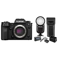 Fujifilm X-H2S Mirrorless Camera, Black with Flashpoint Zoom Li-on X R2 TTL On-Camera Round Flash Speedlight