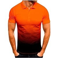 Mens Gym Shirts Gradient Button V Neck Tops Athletic T Shirt for Men Casual Short Sleeve Tees Top Relaxed Fit Tshirt