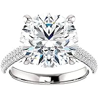 4 Carat Round Diamond Moissanite Engagement Ring Wedding Ring Eternity Band Vintage Solitaire Halo Hidden Prong Setting Silver Jewelry Anniversary Promise Ring Gift For Her