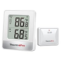 ThermoPro TP200B Indoor Outdoor Thermometer Wireless 500FT, Outside Greenhouse Thermometer with Temperature Sensor, Outdoor Thermometers for Patio Reptile House Home Baby Room Temperature Monitor