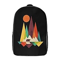 Colorful Mountain Bear Print 17 Inch Daypack Travel Laptop Backpack Unisex Large Capacity Shoulder Backpacks Funny Graphic