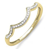 Dazzlingrock Collection 0.10 Carat (ctw) Round White Diamond Stackable Wedding Contour Band in 10K Gold