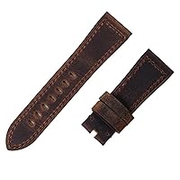 26mm Handmade Watch Band Italian Brown Black Rough Vintage Genuine Leather Watchband Replace For Panerai Strap