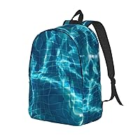 Canvas Backpack For Women Men Laptop Backpack Blue Water Travel Daypack Lightweight Casual Backpack