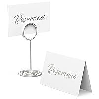 10 Silver Foil Reserved Signs for Wedding with 10 Silver Table Cards Holders