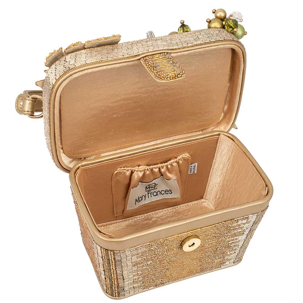 Mary Frances Chilled Beaded Wine Top Handle Handbag, Gold