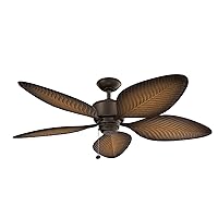 Kichler Nani 56 Inch Weather+ Outdoor 5 Blade Ceiling Fan in Satin Natural Bronze and Ivory with Walnut Blades for covered outdoor spaces 310095SNB