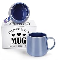 Ceramic Mug, 15 Oz Coffee Mug for Latte, Cappuccino, Cocoa, Mocha, Tea, Fathers Day, Birthday Gifts for Women and Men,1 Pack (Glossy Blue)
