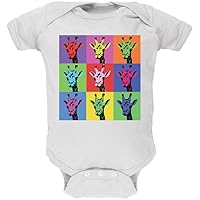 Giraffes Pop Art Repeating Squares White Soft Baby One Piece