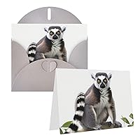 Greetings Cards with Envelopes Thinking of You Card Ringtailed Lemur Blank Note Card All Occasion Greeting Cards for Birthday, Baby Shower, Congratulations Wedding Thank You Card