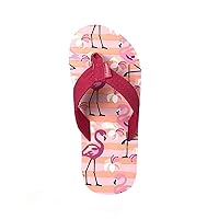 Girls Tropical Print Classic Braided Accented Beach Sandals Casual Flip Flop Surfer Girl