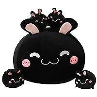 SQEQE Black Bunny Plush Toy with 4 Baby Rabbit Plushies in her Tummy, Bunny Stuffed Animal Cotton Plush Animal Toy Gift for Kids
