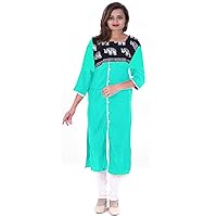 Women's Long Dress Animal Print Pippin Maxi Dress Ethnic Party Wear Tunic Teal Color