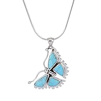 NOVICA Handmade .925 Sterling Silver Pendant Necklace Butterfly Reconstituted Turquoise Mexico Animal Themed 'Hope Soars'
