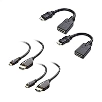 Cable Matters 2-Pack Mini HDMI to HDMI Adapter (HDMI to Mini HDMI Adapter) 6 Inches with 4K and HDR Support for Raspberry Pi Zero and More & 2-Pack High Speed HDMI to Micro HDMI Cable