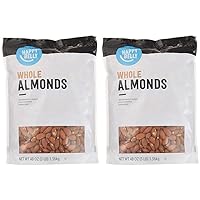 Amazon Brand - Happy Belly Whole Raw Almonds, 48 Ounce (Pack of 2)