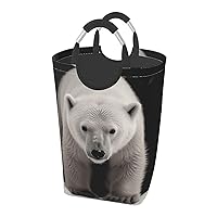 Laundry Basket Freestanding Laundry Hamper Polar Bear Collapsible Clothes Baskets Waterproof Tall Dirty Clothes Hamper for Dorm Bathroom Laundry Room Storage Washing Bin