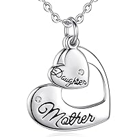 EUDORA Harmony Ball 925 Sterling Silver Mother and Daughter Necklace for Women, Rose Gold Double Heart Love Pendant Necklace for Wife Grandma Jewelry Mother's Day Gifts, 18inch Chain