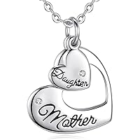 EUDORA Harmony Ball 925 Sterling Silver Mother and Daughter Necklace for Women, Rose Gold Double Heart Love Pendant Necklace for Wife Grandma Jewelry Mother's Day Gifts, 18inch Chain