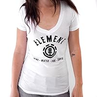 Element - Lock Up White Juniors V-Neck T-Shirt - Large