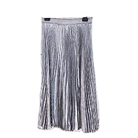 Women's Pleated Dynamic Gradient Wire Crimp Pendulum Long Midi Skirt
