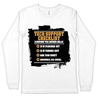 Funny Tech Support Checklist Long Sleeve T-Shirt - Funny IT T-Shirt - Printed Long Sleeve Tee Shirt