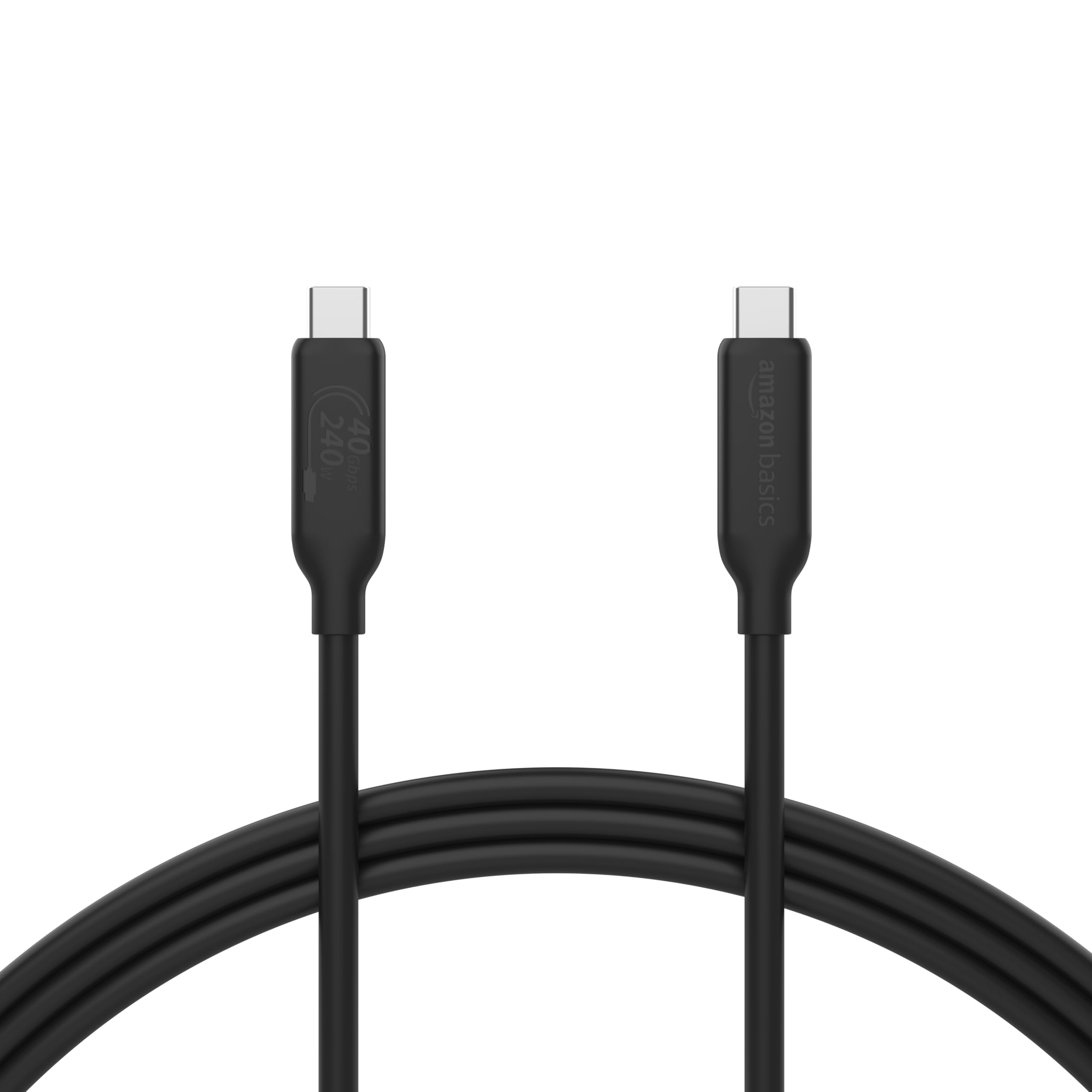 Amazon Basics - 4.0 Fast Charger Cable USB-C to USB-C , 40 Gbps Speed, 8K Video, USB-IF-Certified Thunderbolt, for Apple iPhone 15, iPad, Samsung Galaxy, Tablets, Laptops, 1 m, Black
