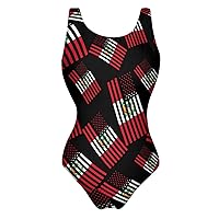 Peru USA Flag One Piece Swimsuit for Women Tummy Control Bathing Suit Slimming Backless Swimwear