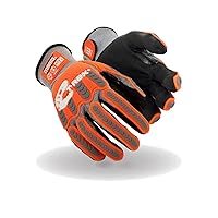 MAGID T-REX Flex Series Lean Ultra-Lightweight Low-Profile Impact Gloves with Foam Nitrile Palm Coating Size 7/S (1 Pair), Grey Shell | Orange Tpr | Black Hyperon Grip