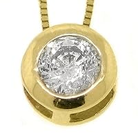 14k Yellow Gold Solitaire Diamond Bezel Pendant .44 Carats