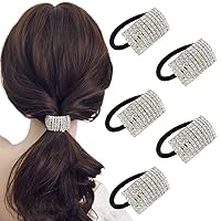 5Pcs Women's Hair Bands Fashion Crystal Rhinestone Hair Ties Hairties Scrunchies Hair Accessories Ponytail Holder