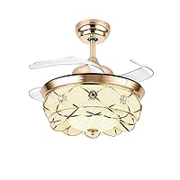 Ceiling Lamp Ceiling Fans with Lamp European Bedroom Living Room Ceiling Fan Light Invisible Fan Light Restaurant Household Charged Fan Chandelier Indoor Lighting/a/36In-Variable Optical Freque