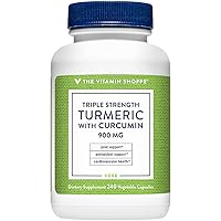 The Vitamin Shoppe Triple Strength Turmeric with Curcumin 900mg, Supports Joint Mobility & Provides Antioxidant Benefits & 5mg Bioperine to Enhance Nutrient Absorption - Once Daily (240 Capsules)