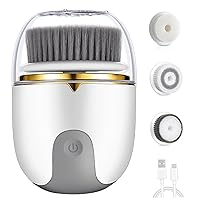 Facial Cleansing Brush 2 Modes Waterproof Electric Face Scrubber,Facial Cleanser Brush USB Rechargeable Exfoliating Face Brush Cleanser with 3 Heads for Exfoliating, Cleansing, Massaging