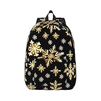 Golden Christmas Snowflakes Large Capacity Backpack, Men'S And Women'S Fashionable Travel Backpack, Leisure Work Bag,