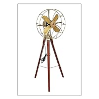 Vintage Pedestal Decorative Fan with Wooden Tripod Floor Stand for Thanksgiving Decor - Rustic Home Accessories for a Cosy Fall Atmosphere
