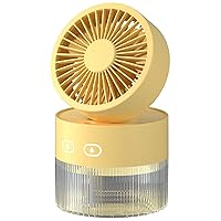 Foldable Small Desk Fan with Cool Breeze Humidification Spray, USB Battery-Powered Scroll Fan, 3-Speed Strong Airflow 60 ° Rotation, for Home Office Bedroom Desktop Silent Fan (Yellow)