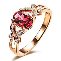 Attractive Genuine Pink Tourmaline Gemstone South Africa Diamond 14K Rose Gold Wedding Engagement Ring Set
