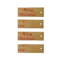 Perfect Stix Gift Tags Xmas-100ct Wooden Gift Tags with Xmas Themed Print (Pack of 100)