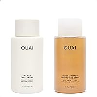 OUAI Fine Hair Clarifying Bundle - Includes Fine Hair Conditioner & Detox Shampoo - Volumizing Hair Care Set for Added Softness, Bounce & Removing Product Build Up (2 Count, 10 Oz/10 Oz)