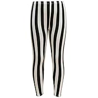 Girls Legging Kids Black & White Vertical Stripes Striped Fashion Leggings 7-13Y
