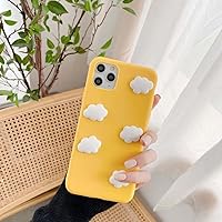 Bonitec for iPhone 14 Pro Max Clouds Case for Women Girls Silicone Case with Cute White 3D Cloud Slim Thin Soft Pretty Cover Shockproof Protective Phone Case for iPhone 14 Pro Max, Yellow